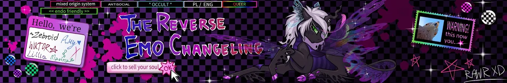 Baner projektu The Reverse Emo Changeling w estetyce emo/scene